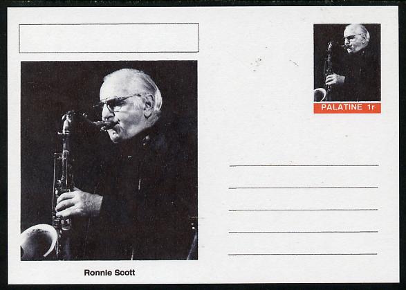 Palatine (Fantasy) Personalities - Ronnie Scott postal stationery card unused and fine, stamps on personalities, stamps on music, stamps on jazz, stamps on 