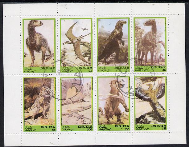 Dhufar 1980 Prehistoric Animals perf set of 8 values cto used, stamps on animals  dinosaurs