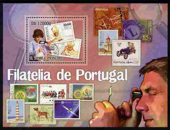 St Thomas & Prince Islands 2010 Stamp On Stamp - Stamps of Portugal perf m/sheet unmounted mint, stamps on stamponstamp, stamps on stamp on stamp, stamps on animals, stamps on lighthouses, stamps on dogs, stamps on lions int, stamps on pope, stamps on rotary, stamps on space