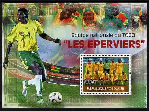 Togo 2010 National Football Team - The Hawks perf m/sheet unmounted mint, stamps on football