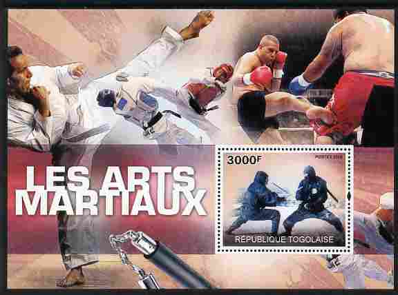 Togo 2010 Martial Arts perf m/sheet unmounted mint, stamps on sport, stamps on martial arts, stamps on kick boxing, stamps on taekwondo
