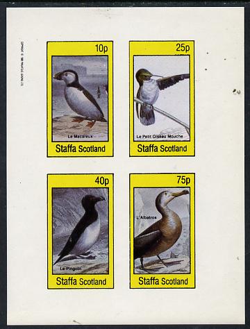 Staffa 1982 Birds #15 (Puffin, Humming Bird, Albatros, etc) imperf,set of 4 values (10p to 75p) unmounted mint, stamps on birds, stamps on humming-birds, stamps on hummingbirds, stamps on  penguins
