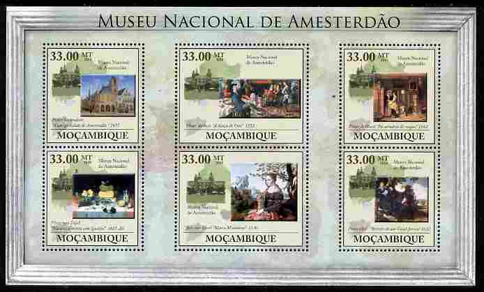 Mozambique 2010 National Museum of Amsterdam perf sheetlet containing 6 values unmounted mint, stamps on arts, stamps on hals