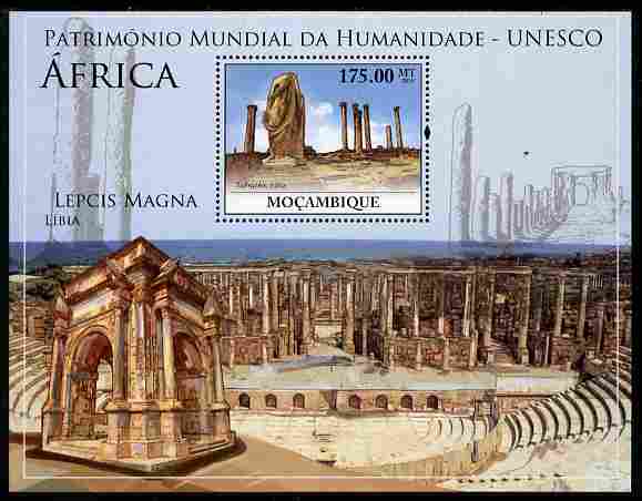 Mozambique 2010 UNESCO World Heritage Sites - Africa #1 perf m/sheet unmounted mint, stamps on tourism, stamps on unesco, stamps on heritage, stamps on buildings, stamps on 