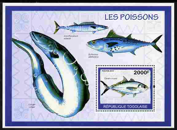 Togo 2010 Fish perf m/sheet unmounted mint, stamps on fish, stamps on eels