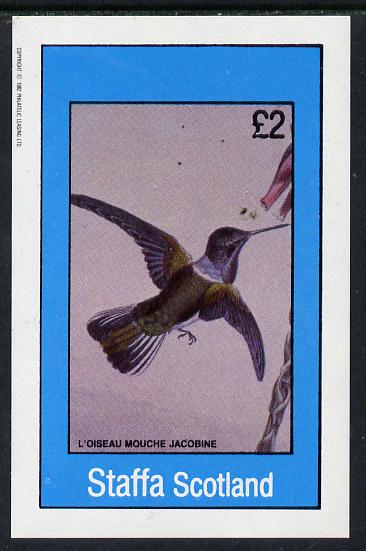 Staffa 1982 Hummingbirds #08 imperf deluxe sheet (Â£2 value) unmounted mint, stamps on birds, stamps on humming-birds, stamps on hummingbirds
