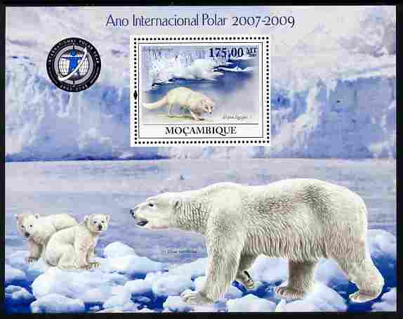 Mozambique 2009 International Polar Year perf m/sheet unmounted mint Michel BL 288, stamps on polar, stamps on bears, stamps on weather, stamps on wolves, stamps on 