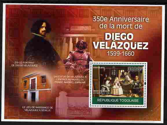 Togo 2010 350th Death Anniversary of Diego Velazquez perf m/sheet unmounted mint Michel BL 510, stamps on , stamps on  stamps on personalities, stamps on  stamps on arts