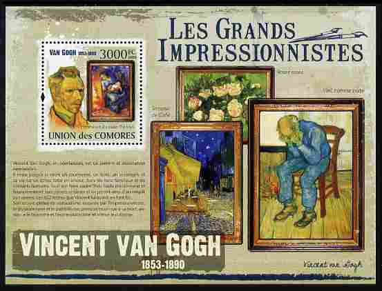 Comoro Islands 2009 Impressionists - Van Gogh perf m/sheet unmounted mint Michel BL 558, stamps on personalities, stamps on arts, stamps on impressionists, stamps on van gogh