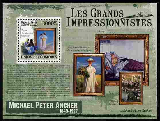 Comoro Islands 2009 Impressionists - Michael Peter Ancher perf m/sheet unmounted mint Michel BL 535, stamps on personalities, stamps on arts, stamps on impressionists, stamps on ancher