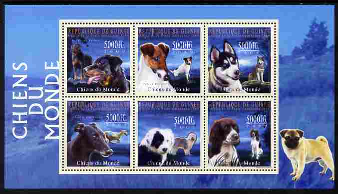 Guinea - Conakry 2009 Dogs of the World #3 perf sheetlet containing 6 values unmounted mint Michel 7198-7203, stamps on dogs