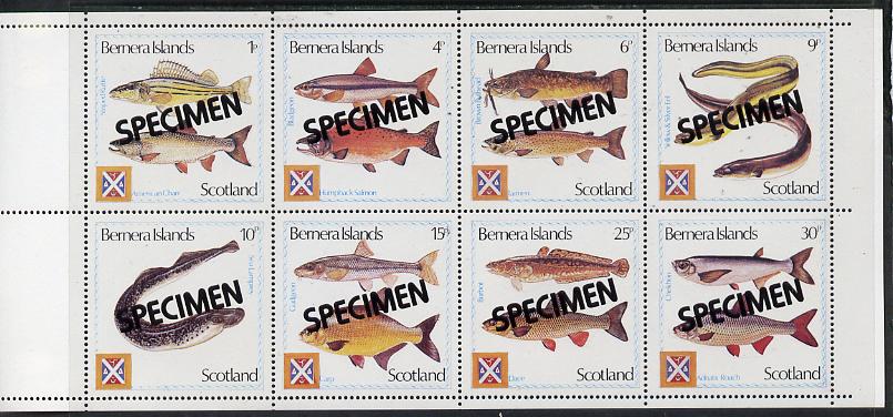 Bernera 1978 Fish perf set of 8 optd SPECIMEN unmounted mint, stamps on fish     marine-life