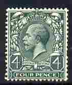 Great Britain 1912-24 KG5 4d grey-green Royal Cypher mounted mint SG 379 cat \A315, stamps on 