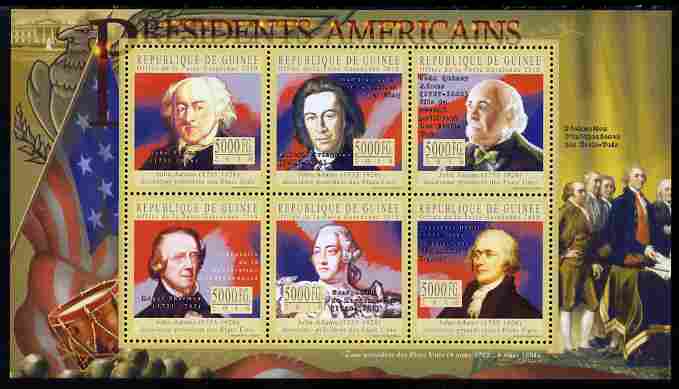 Guinea - Conakry 2010-11 Presidents of the USA #02 - John Adams perf sheetlet containing 6 values unmounted mint , stamps on personalities, stamps on americana, stamps on constitutions, stamps on usa presidents, stamps on adams
