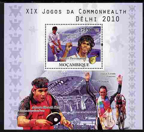Mozambique 2010 Commonwealth Games perf s/sheet unmounted mint , stamps on sport, stamps on bicycles, stamps on tennis, stamps on table tennis, stamps on 