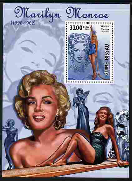 Guinea - Bissau 2010 Marilyn Monroe perf s/sheet unmounted mint , stamps on , stamps on  stamps on personalities, stamps on  stamps on marilyn, stamps on  stamps on movies, stamps on  stamps on cinema, stamps on  stamps on films, stamps on  stamps on 