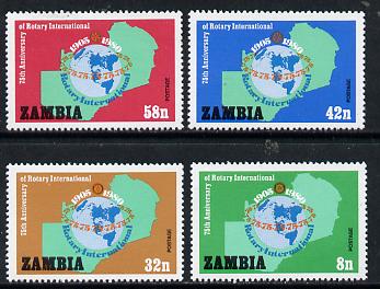 Zambia 1980 75th Anniversary of Rotary International set of 4 unmounted mint, SG 306-09, stamps on rotary
