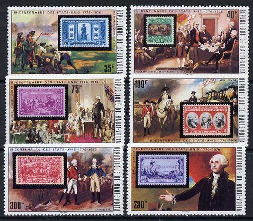 Upper Volta 1975 US Bicentenary set of 6 (Stamp on Stamp) unmounted mint, stamps on stamp on stamp, stamps on americana, stamps on stamponstamp