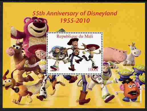 Mali 2010 55th Anniversary of Disneyland - Toy Story #1 perf s/sheet unmounted mint. Note this item is privately produced and is offered purely on its thematic appeal, stamps on disney, stamps on toys, stamps on films, stamps on cinema, stamps on movies