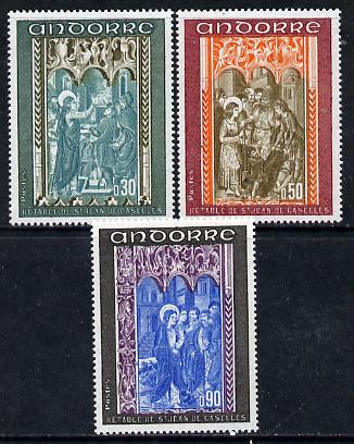 Andorra - French 1971 Altar Screens (3rd series) set of 3 SG F 233-35, stamps on religion