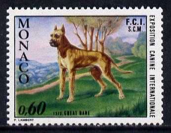 Monaco 1972 Dog Show 60c (Great Dane) SG 1036, stamps on dogs   animals    dane