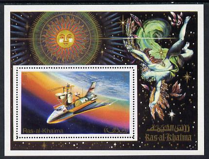 Ras Al Khaima 1972 Skylab perf m/sheet (Mi BL 133A) unmounted mint, stamps on communications    space