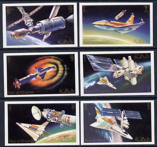 Ras Al Khaima 1972 Skylab imperf set of 6 unmounted mint Mi 752-57B, stamps on communications    space