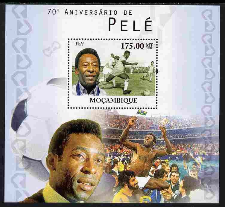 Mozambique 2010 70th Birth Anniversary of Pele perf s/sheet unmounted mint, stamps on personalities, stamps on football