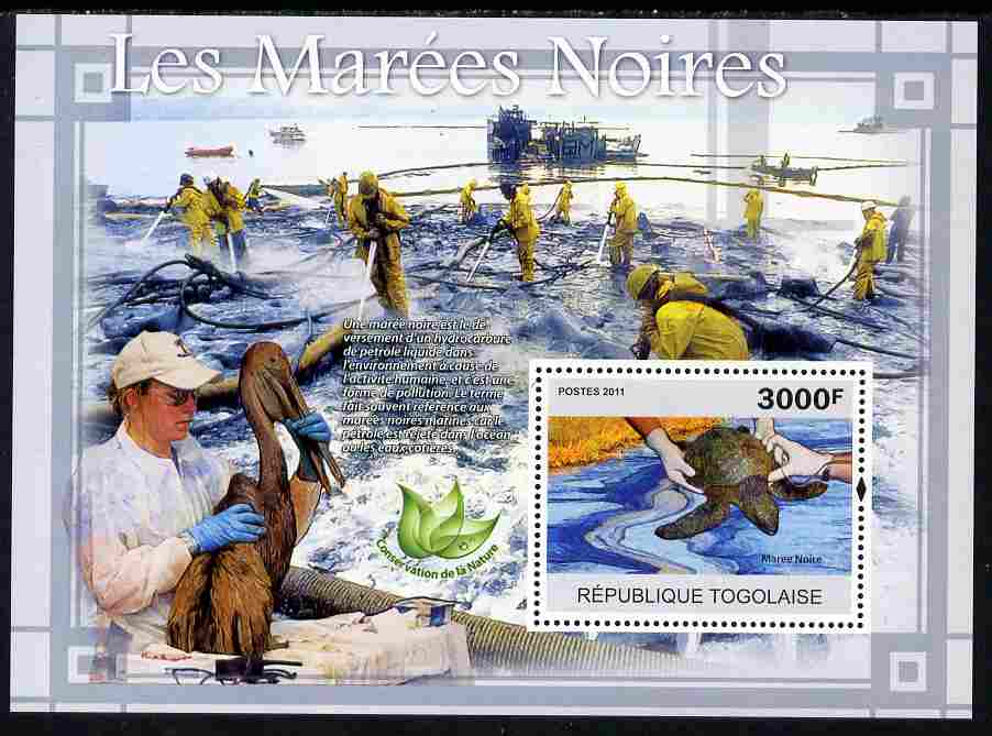 Togo 2011 Environment - Oil Spills - Animals & Birds perf s/sheet unmounted mint, stamps on environment, stamps on disasters, stamps on  oil , stamps on animals, stamps on birds, stamps on turtles