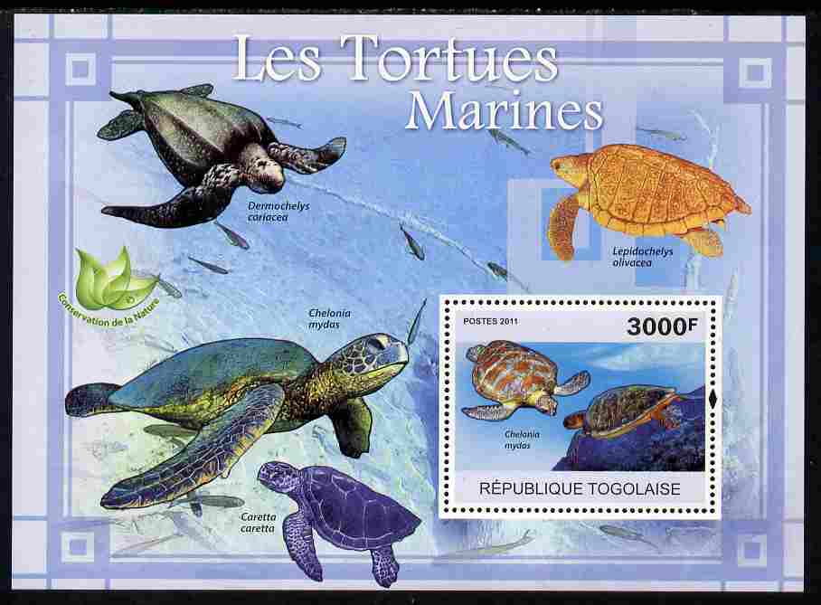 Togo 2011 Marine Turtles perf s/sheet unmounted mint, stamps on marine life, stamps on turtles