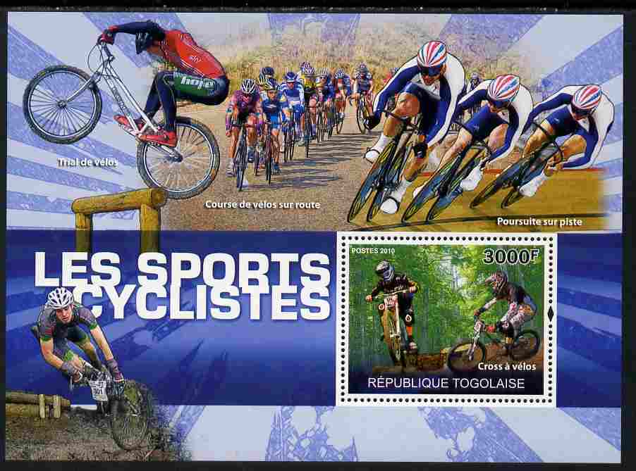 Togo 2010 Cycling perf s/sheet unmounted mint Yvert 420, stamps on sport, stamps on bicycles