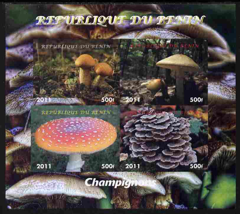 Benin 2011 Mushrooms imperf sheetlet containing 4 values unmounted mint. Note this item is privately produced and is offered purely on its thematic appeal, stamps on fungi