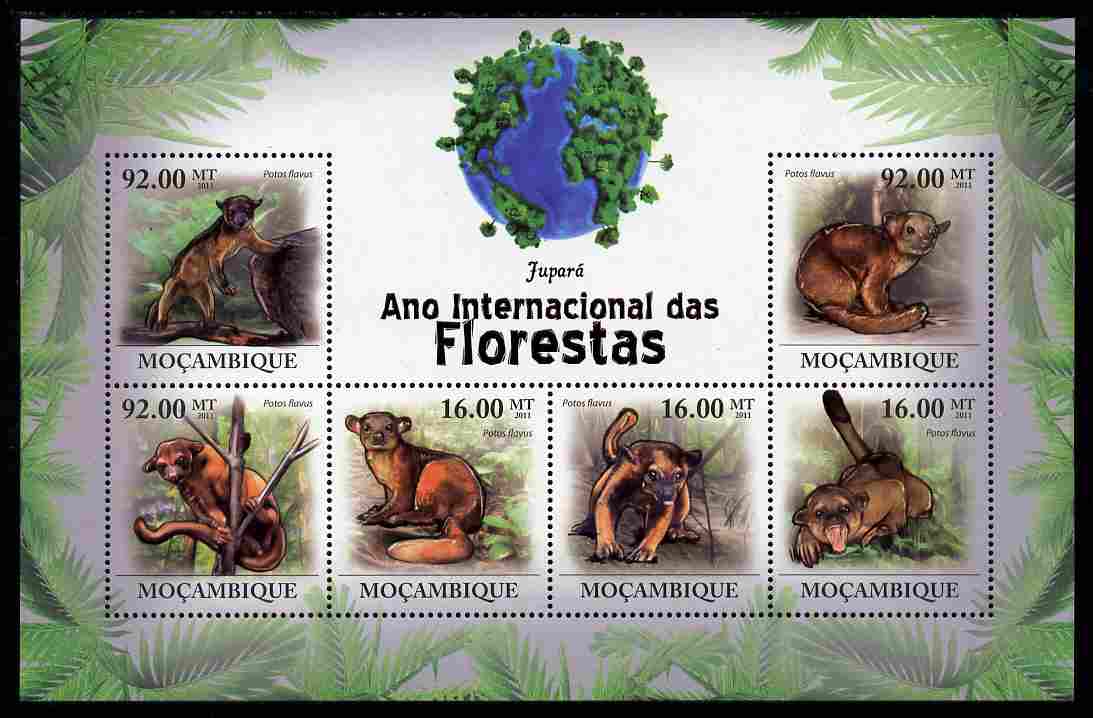 Mozambique 2011 International Year of Forests - Honey Bear perf sheetlet containing 6 values unmounted mint, stamps on , stamps on  stamps on forests, stamps on  stamps on trees, stamps on  stamps on animals, stamps on  stamps on bears