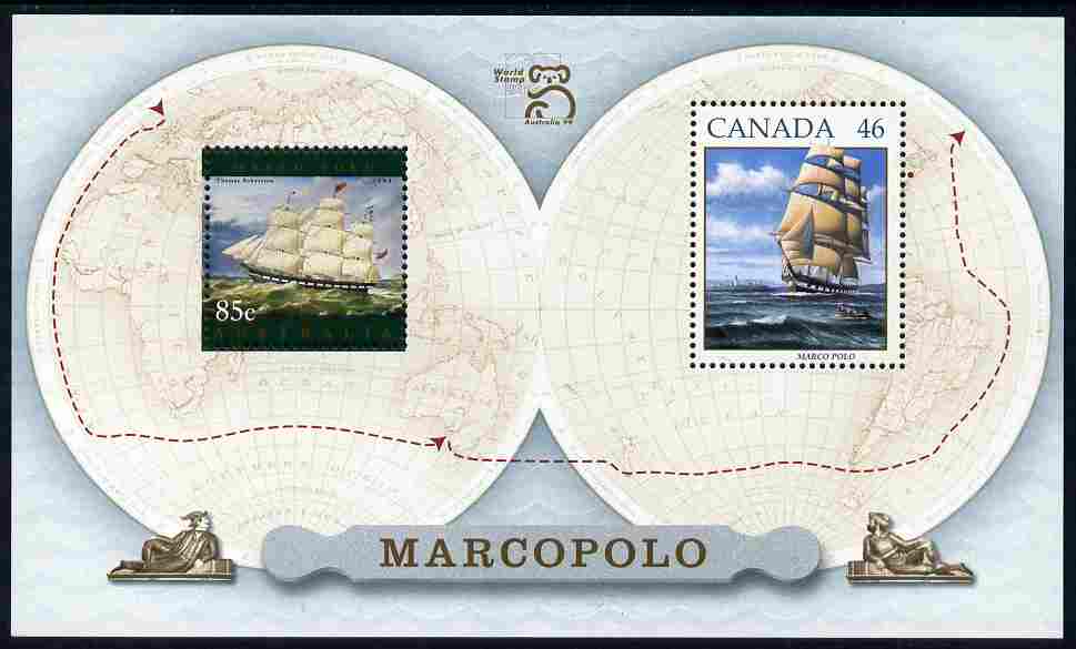 Australia & Canada 1999 Joint issue - Marco Polo m/sheet unmounted mint, SG MS 1851, stamps on ships, stamps on explorers