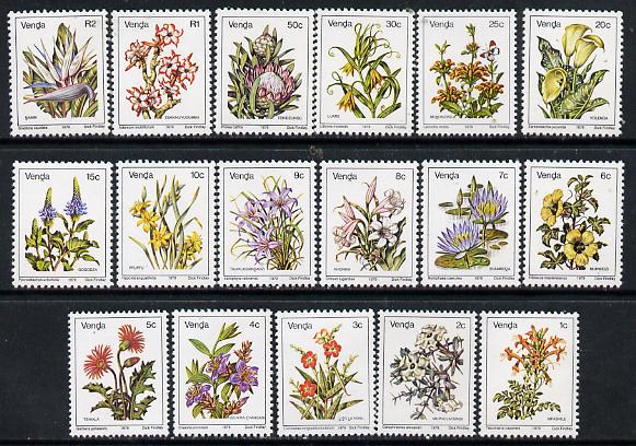Venda 1979 Flower definitive set original set of 17 values unmounted mint, SG 5-21, stamps on flowers