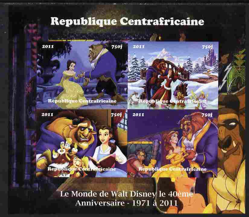 Central African Republic 2011 The World of Walt Disney #1 imperf sheetlet containing 4 values unmounted mint. Note this item is privately produced and is offered purely on its thematic appeal, it has no postal validity, stamps on disney, stamps on movies, stamps on cinema, stamps on films