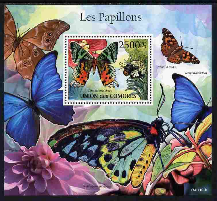 Comoro Islands 2011 Butterflies #1 perf m/sheet unmounted mint, stamps on , stamps on  stamps on butterflies