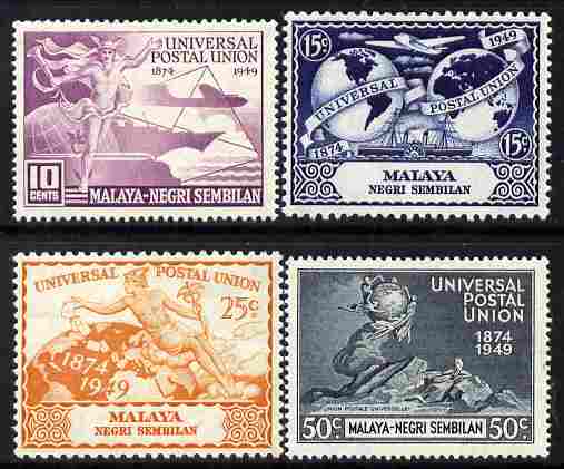 Malaya - Negri Sembilan 1949 KG6 75th Anniversary of Universal Postal Union set of 4 mounted mint, SG 63-66, stamps on , stamps on  kg6 , stamps on  upu , stamps on 