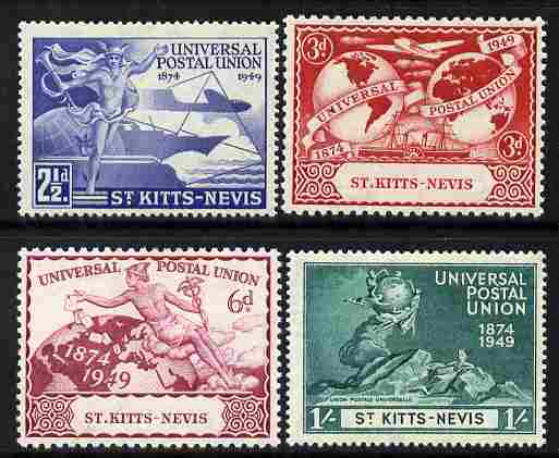 St Kitts-Nevis 1949 KG6 75th Anniversary of Universal Postal Union set of 4 mounted mint, SG 82-85, stamps on , stamps on  kg6 , stamps on  upu , stamps on 