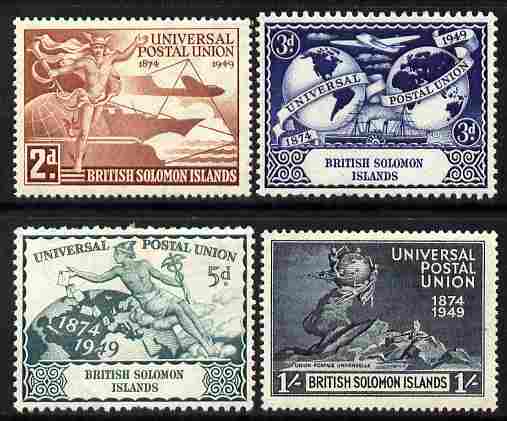 Solomon Islands 1949 KG6 75th Anniversary of Universal Postal Union set of 4 mounted mint, SG 77-80, stamps on , stamps on  stamps on , stamps on  stamps on  kg6 , stamps on  stamps on  upu , stamps on  stamps on 