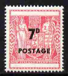 New Zealand 1964 Surcharged 7d on undenominated Fiscal unmounted mint SG 825, stamps on 