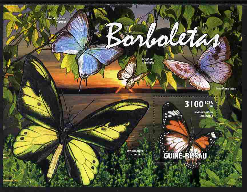 Guinea - Bissau 2011 Butterflies perf s/sheet unmounted mint Michel BL 916, stamps on butterflies