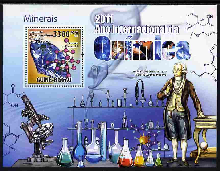 Guinea - Bissau 2011 International Chemical Year perf s/sheet unmounted mint Michel BL 909, stamps on chemicals, stamps on chemistry, stamps on minerals, stamps on microscopes