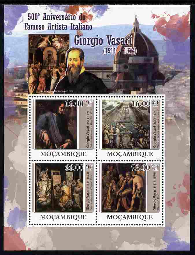 Mozambique 2011 Fifth Birth Centenary of Giorgio Vasari perf sheetlet containing 4 values unmounted mint Michel 4474-77, stamps on personalities, stamps on arts, stamps on 
