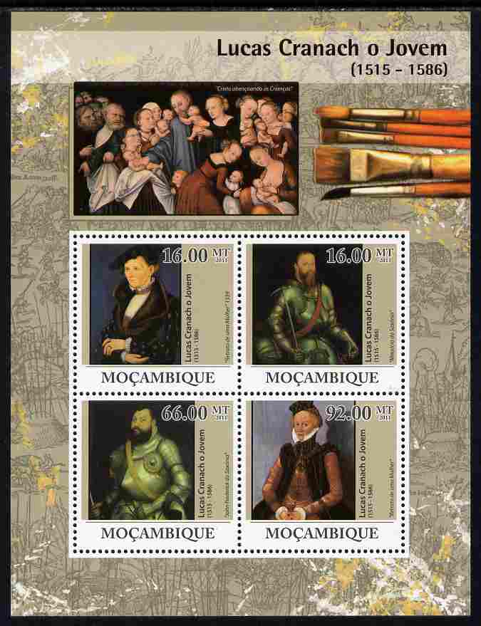 Mozambique 2011 Lucas Cranach the Younger perf sheetlet containing 4 values unmounted mint Michel 4479-82, stamps on personalities, stamps on arts, stamps on cranach