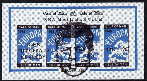 Calf of Man 1965 J F Kennedy Memorial opt'd on Europa (large portrait in centre of sheet) imperf m/sheet unmounted mint (Rosen CA57LS), stamps on maps    europa      kennedy    personalities