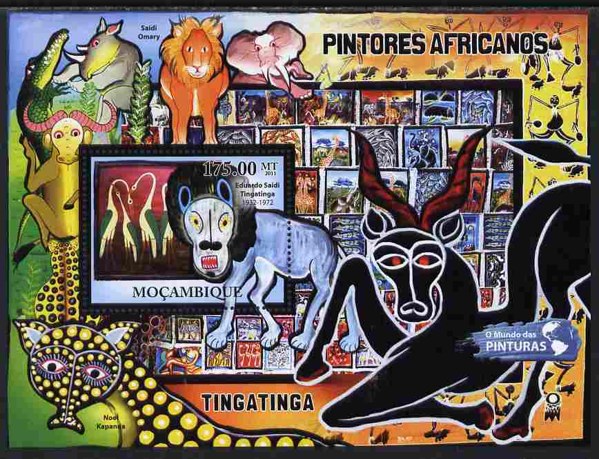 Mozambique 2011 African Paintings perf s/sheet unmounted mint, stamps on arts