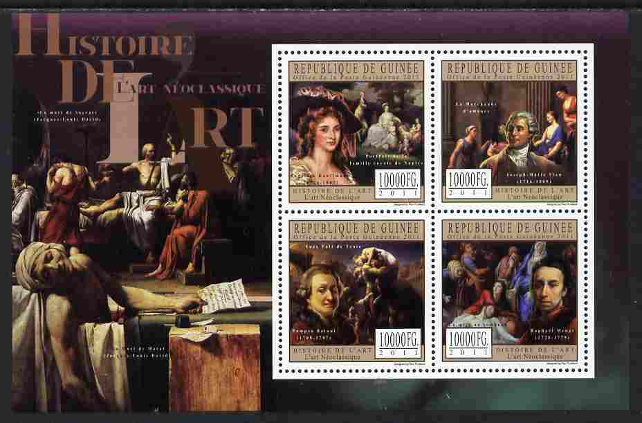 Guinea - Conakry 2011 History of Art - Neoclassical Art perf sheetlet containing 4 values unmounted mint, stamps on arts, stamps on raphael