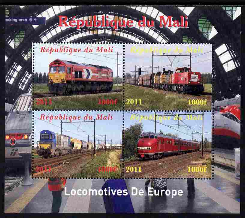 Mali 2011 Trains of Europe perf sheetlet containing 4 values unmounted mint. Note this item is privately produced and is offered purely on its thematic appeal, stamps on railways