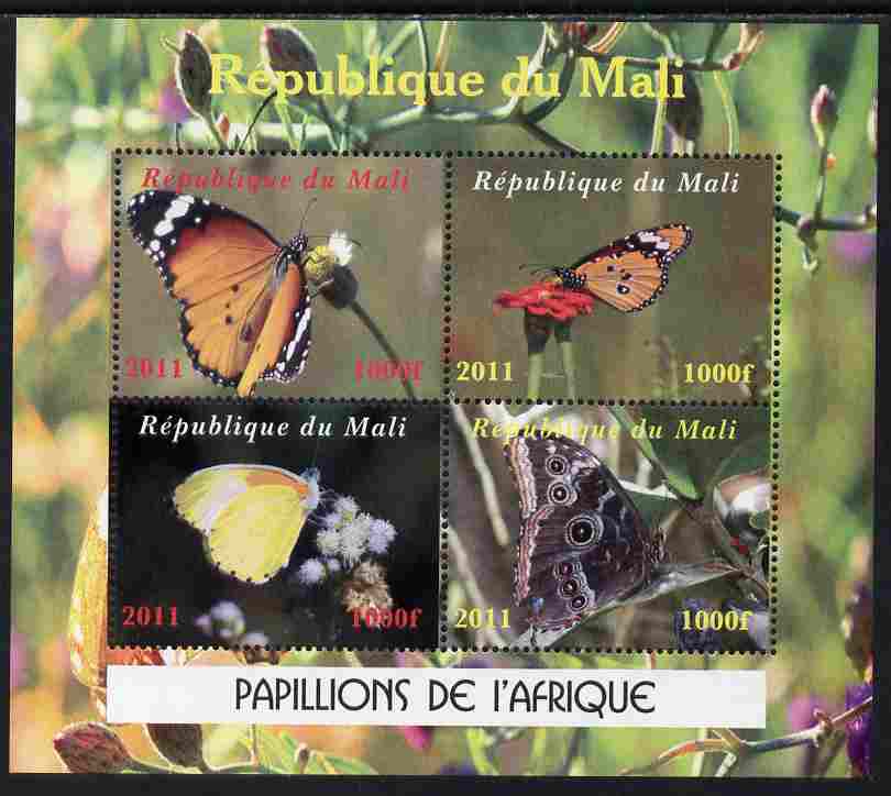 Mali 2011 Butterflies of Africa perf sheetlet containing 4 values unmounted mint. Note this item is privately produced and is offered purely on its thematic appeal, stamps on butterflies